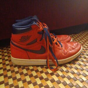 Nike Red & Navy Blue Air Jordan 1 Retro High OG David Letterman Sneaker Size 9.5